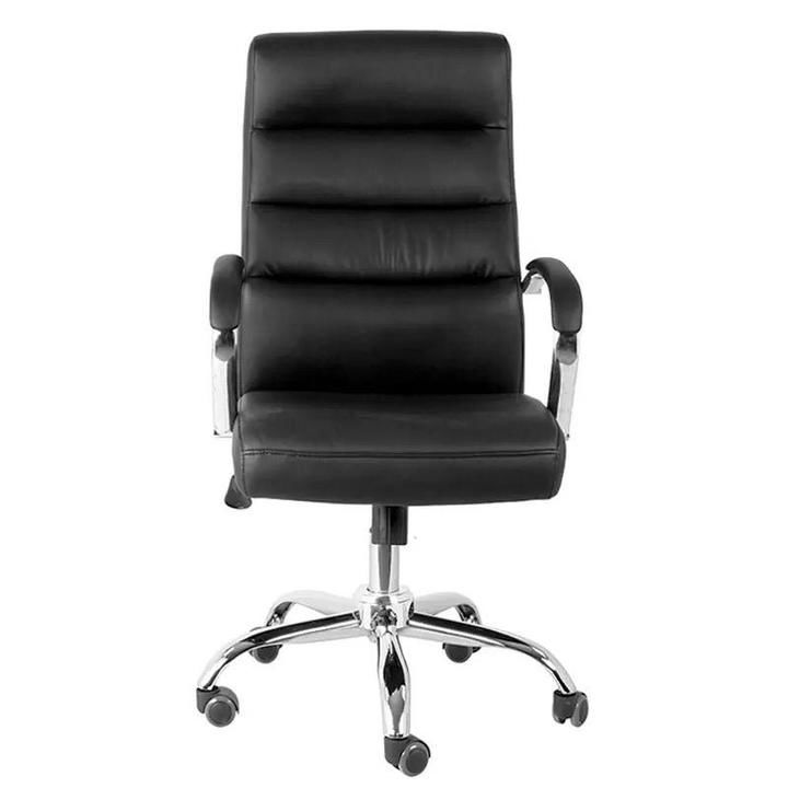 Executive High Back chair in Black Leatherette with Metal arms uploaded by business on 4/15/2021