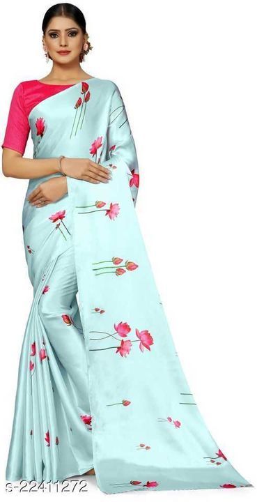Japan satin Degetil print saree uploaded by Krishna exports on 4/15/2021