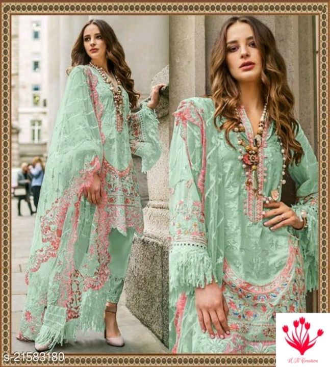 Catalog Name:*Aishani Pretty Semi-Stitched Suits*
Top Fabric: Net
Lining Fabric: Shantoon
Bottom Fab uploaded by H. N creation on 4/15/2021