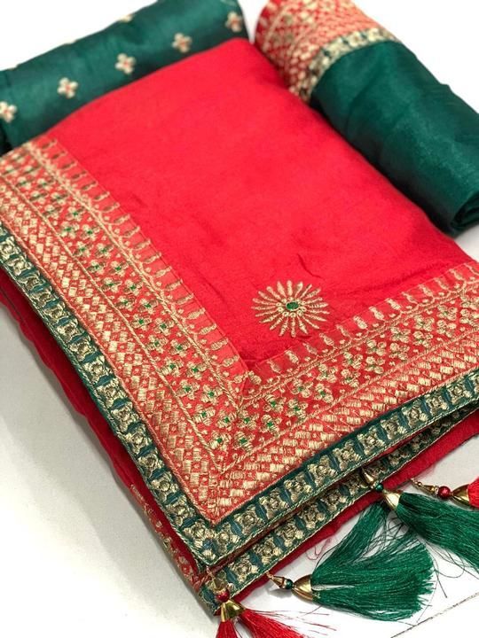 Post image *MDS New Launching Đěsigner saree*

*Catalogue: Kajal R🌹*

*Saree Fabric - Vichitra Silk very soft matireal and full work border and pallu latkan*

*Blouse - Dimond Banglory fabric and full work*

*Length:5.50 mtr sarees and 0.80 mtr blouse*

Available  *1040*/- only🎊
 
TRUSTED SELLER😊😊