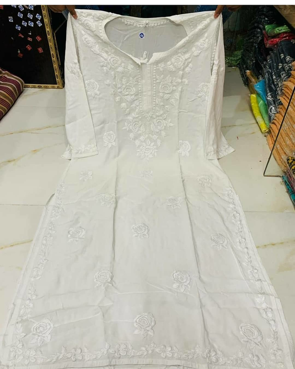 Pure cotton chikankari kurta in cheap rate uploaded by business on 4/16/2021