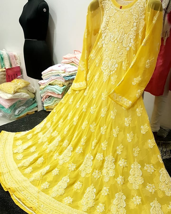 KANCHAN CHIKANKARI PRESENTS Lucknowi chikankari georgette GOWNS with designer pattern  uploaded by Fashion on 4/16/2021