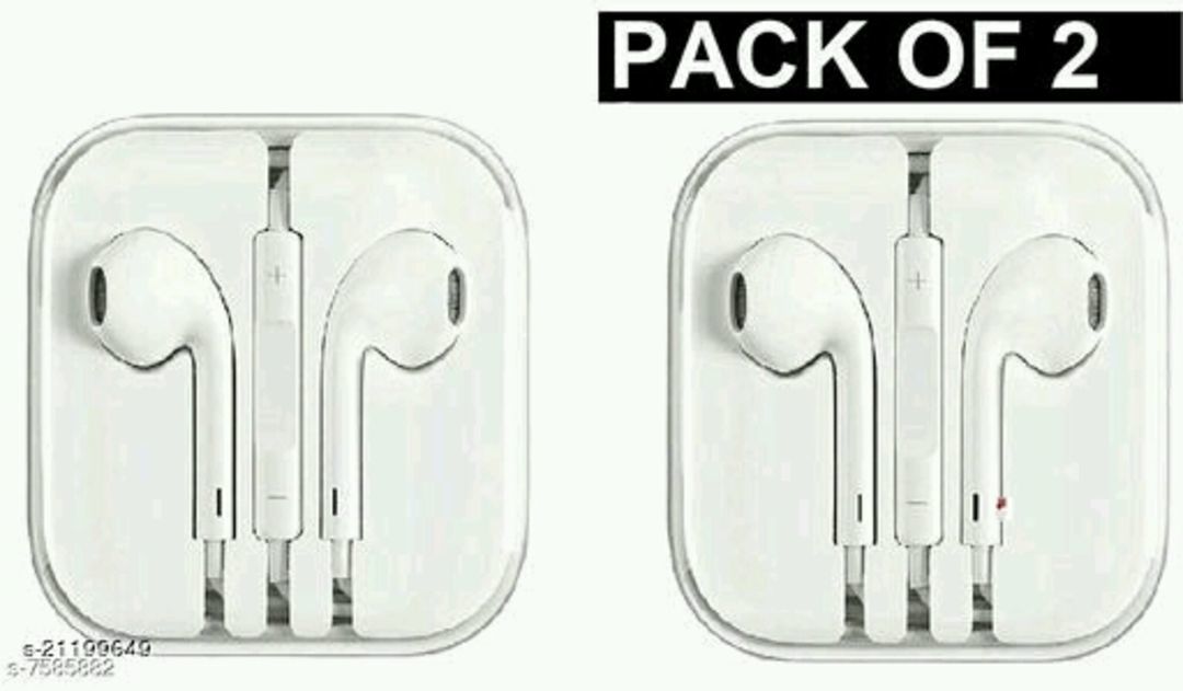 Post image Checkout this hot &amp; latest Wired Headphones &amp; Earphones
TRENDY EARPHONE FOR ALL  SMARTPHONES PACK OF 2
Product Name: TRENDY EARPHONE FOR ALL  SMARTPHONES PACK OF 2
Material: ABS Plastic
Product Type: Earphone
Type: In The Ear
Compatibility: All Mobile Devices
Multipack: 2
Color: White
Mic: Yes
Audio Jack Type: 3.5 mm
Water Resistant: Yes
Cable Length: 130 cm
Warranty_Period: 3 Months
Warranty_Type: Carry In
Frequency: 100 Hz
Dynamic Driver: 10 mm
Dust Protected: Yes
Sweat Proof: Yes
Noise Cancelling: Yes
Service Type: Repair
Sports Earphones: Yes
Type Of Water Resistance: IPX6

Sizes: 
Free Size (Length Size: 130 cm)
Sizes Available - Free Size
*Proof of Safe Delivery! Click to know on Safety Standards of Delivery Partners- https://ltl.sh/y_nZrAV3
Rs. 350 to 450