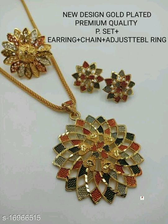 Post image Catalog Name:*Allure Bejeweled Pendants &amp; Lockets*
Base Metal: Brass
Plating: Gold Plated
Stone Type: Agate
Sizes: Free Size
Dispatch: 2-3 Days
Easy Returns Available In Case Of Any Issue
*Proof of Safe Delivery! Click to know on Safety Standards of Delivery Partners- https://ltl.sh/y_nZrAV3
Rs 260