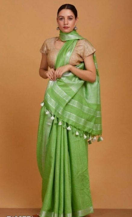 Cotton lilen sarees uploaded by Aleena silk fabric on 4/17/2021