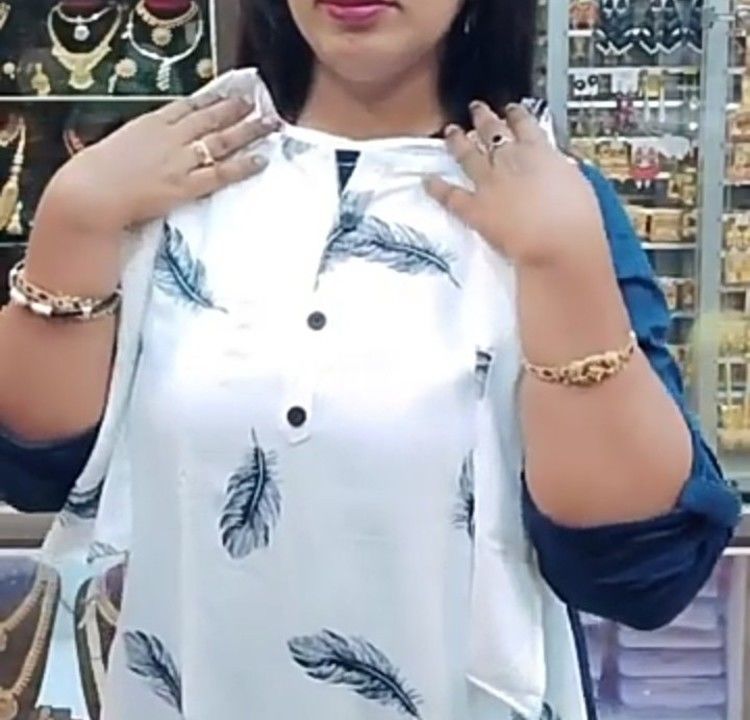 Long kurthi with 3 4th sleeve.  wts app me uploaded by business on 4/17/2021