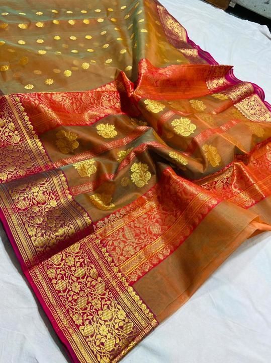 Katan silk chanderi saree pure handloom uploaded by Afreen handloom sarees on 4/18/2021