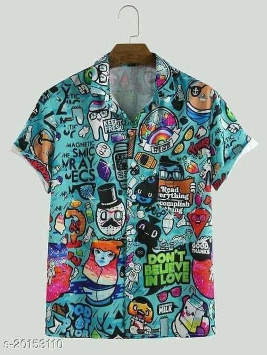 Post image PRICE:-470rs
MEN'S CASUAL STYLISH MULTICOLOR CARTOON DIGITAL PRINTED REGULAR GRAPHIC PRINTED SHIRT
Fabric: Cotton Blend
Sleeve Length: Short Sleeves
Pattern: Printed
Multipack: 1
Sizes:
XL (Chest Size: 42 in, Length Size: 30 in) 
L (Chest Size: 40 in, Length Size: 30 in) 
M (Chest Size: 38 in, Length Size: 30 in) 

Country of Origin: India