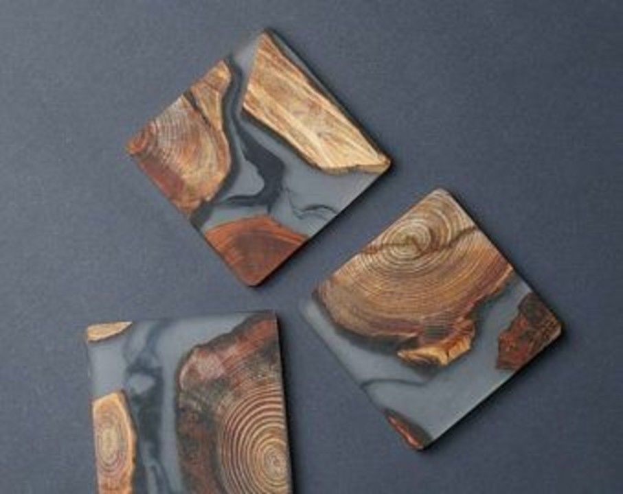 RESIN AND WOOD COASTER SET OF 4 uploaded by GREAT CREATIVE IDEAS on 4/19/2021