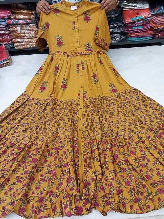 Post image 1650 plus shipping

Designer heavy beautiful full flare printed cotton full length gown.
 
Size 44
