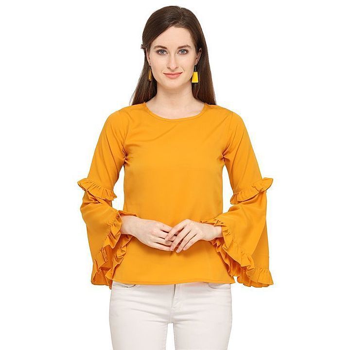 Western Trendy Women Crepe Yellow Top uploaded by business on 7/27/2020