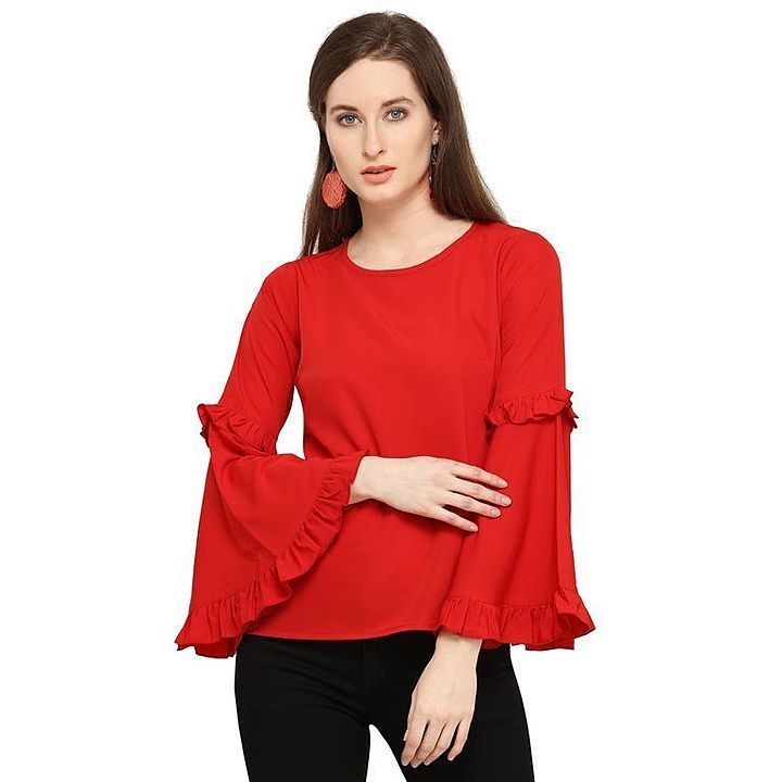 Western Trendy Women Crepe Red Top uploaded by Khichdi on 7/27/2020