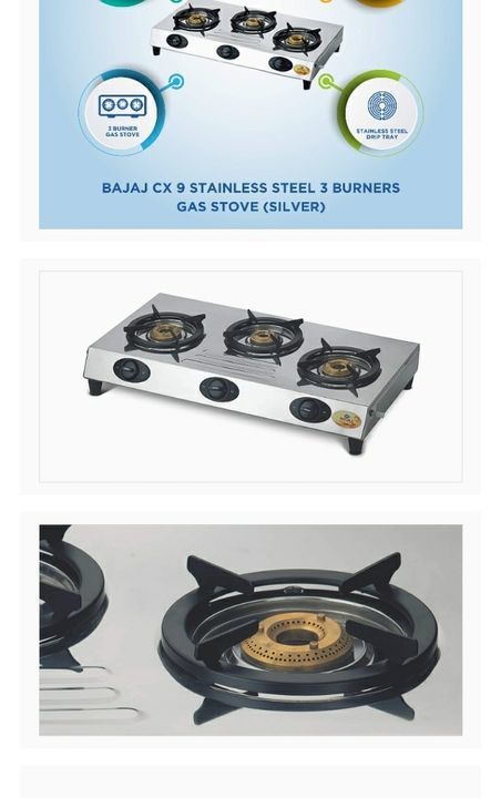 Bajaj gas stove 3 burner uploaded by business on 4/21/2021