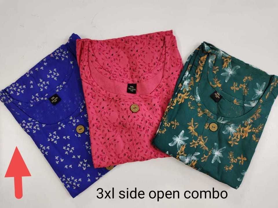 Post image 💫👗👗💫

🥳🥳COMBO OFFER🥳🥳

*_3xl kurthies sideopen_*

 *Fabric: Rayon* 

 *Type : Side open* 

*_Size: 3xl*

*_Lengh :40 inches_*
 
 *Bust :44 inches* 

Price: *560/-🆓🛳️*  

LIMITED STOCKS ONLY 

*_Ready To Dispatch_*

💫👗👗👗👗👗👗💫