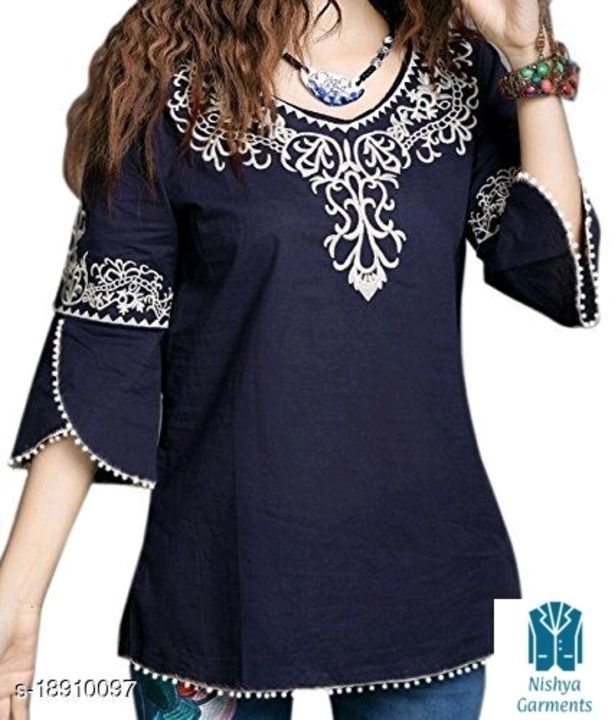 Post image Urbane Latest Women Tops &amp; Tunics

Fabric: Rayon
Sleeve Length: Three-Quarter Sleeves
Pattern: Variable (Product Dependent)
Multipack: 1
Sizes:
S (Bust Size: 36 in, Length Size: 30 in) 
XL (Bust Size: 42 in, Length Size: 30 in) 
XS (Bust Size: 34 in, Length Size: 30 in) 
L (Bust Size: 40 in, Length Size: 30 in) 
XXL (Bust Size: 44 in, Length Size: 30 in) 
M (Bust Size: 38 in, Length Size: 30 in) 
XXXL (Bust Size: 46 in, Length Size: 30 in) 

Dispatch: 2-3 Days 

8957685508