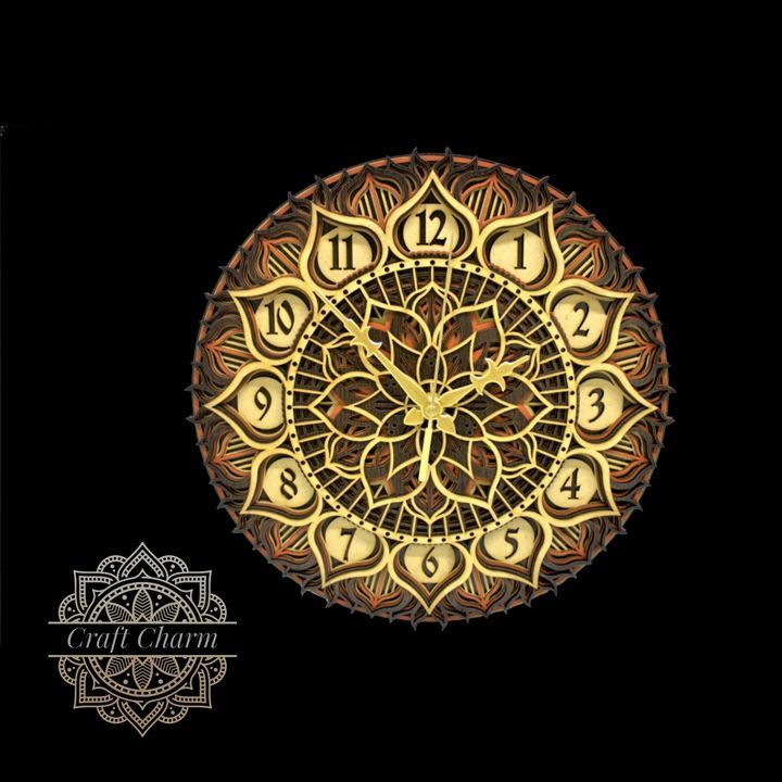 Wooden mandala 7 layer wall clock  uploaded by Craftcharm on 4/21/2021