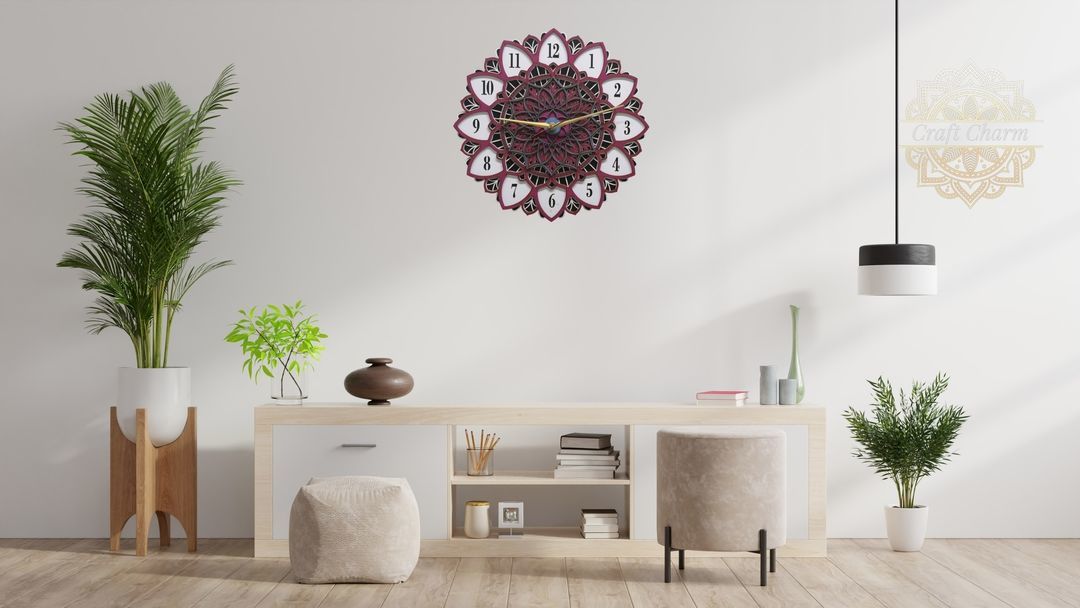 Wooden mandala 7 layer wall clock  uploaded by Craftcharm on 4/21/2021