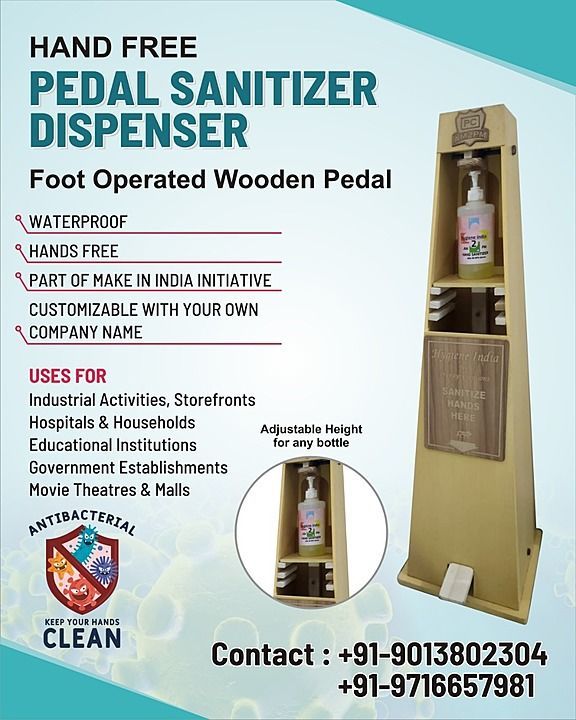 Wooden foot sanitizer dispenser uploaded by business on 5/20/2020