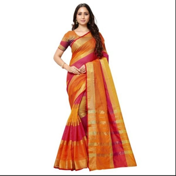 Cotton Saree with blouse piece  uploaded by business on 4/22/2021