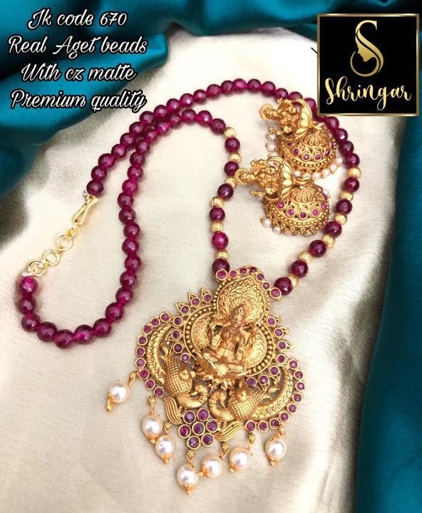 Real beads mala with premium quality Pandent set uploaded by business on 4/22/2021