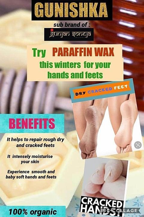 Post image Cracked heel repair cream ..
Homemade paraffin wax 
100% organic
Get baby soft hands and feets