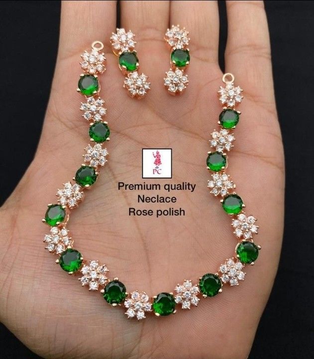 720+shipping premium quality American diamond necklace all colours restock😘 uploaded by DHRU CREATIONS on 4/23/2021