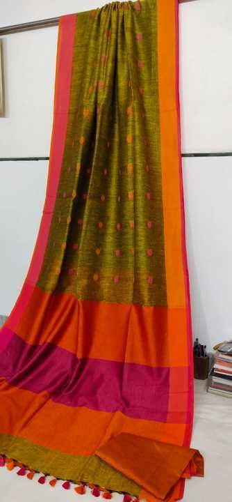 Pure linen saree with Ball Weaving design saree uploaded by business on 4/24/2021
