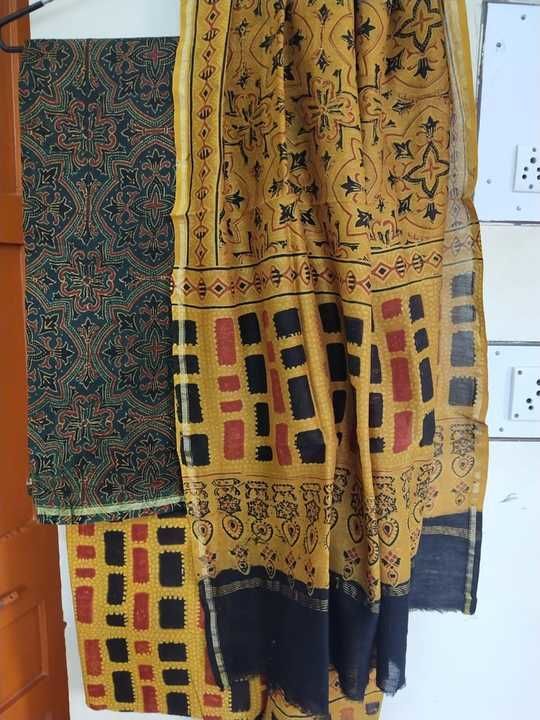 Ajrak chanderi suit uploaded by business on 4/24/2021