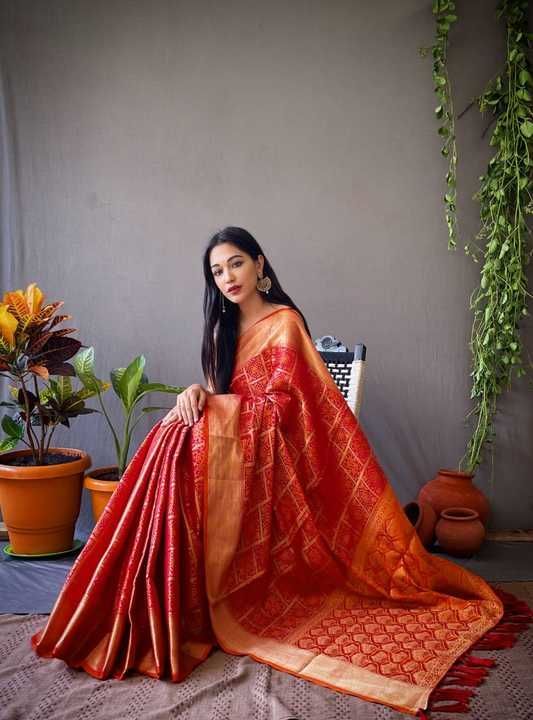 Patola silk saree   golden border uploaded by business on 4/24/2021