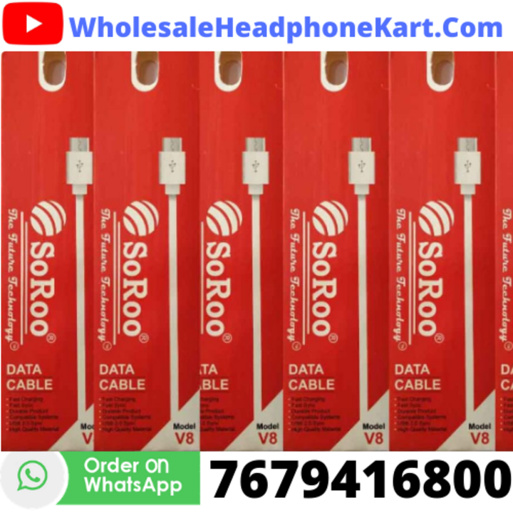SoRoo V8 Data Cable and Fast Charging uploaded by HeadphoneKart.in on 4/24/2021