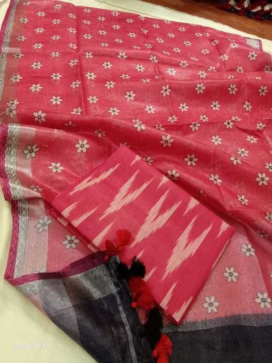 Cotton ikkat top with pure linen printed dupatta uploaded by business on 4/24/2021