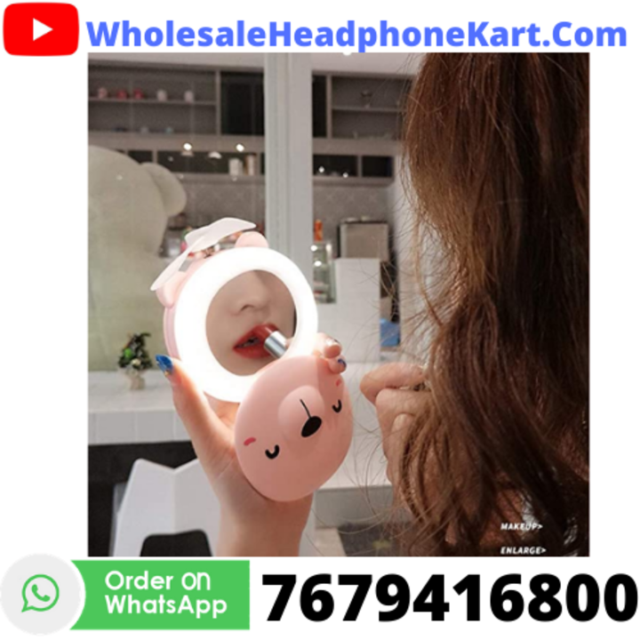 Portable Cartoon  Makeup Mirror Cosmetic Beauty Mirror 2 in 1 Mini Handheld Fan USB Small WHK 322 uploaded by HeadphoneKart.in on 4/24/2021