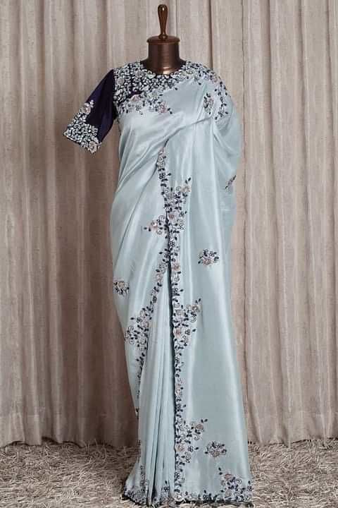 Designer Resham Thread Sequence Embroidery Work Saree uploaded by business on 4/25/2021