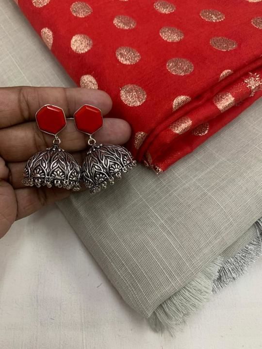 Linen Saree With Matching Earrings uploaded by Pushp_collection on 4/25/2021