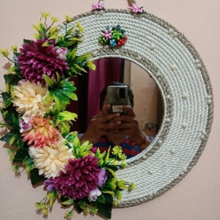 Cotton rope wall hanging mirror uploaded by Handmade Decor on 4/25/2021