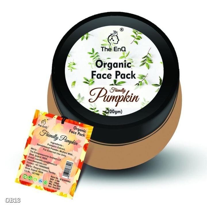 The EnQ Organic Face Pack with Pumpkin Extracts for Tan Free, Natural Glowing & Refreshed skin -200g uploaded by Cutes Traders on 4/25/2021