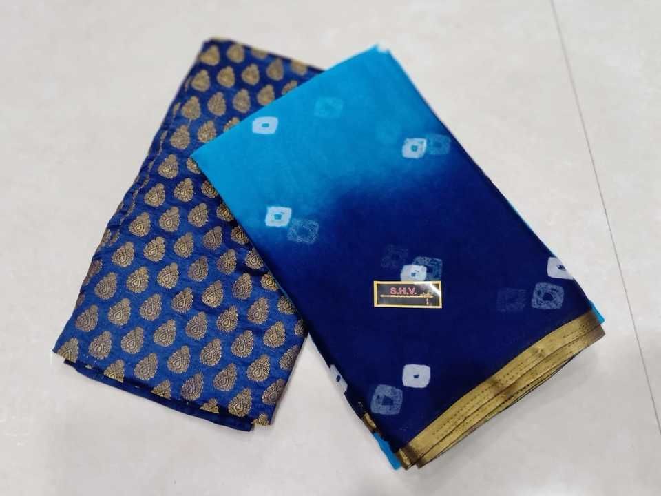 Chiffone  double colours piping saree with  brocked blouse 
 uploaded by Jai shiv on 4/25/2021