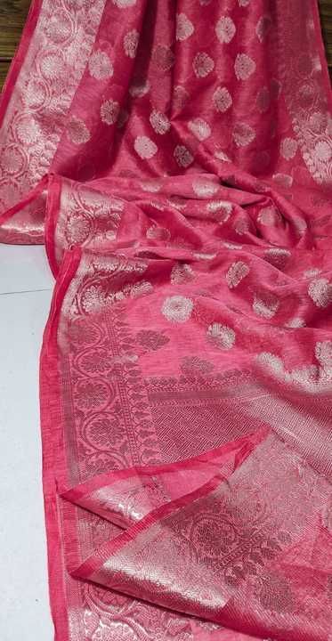 Pure linen silk saree uploaded by Hamida fabrics on 4/25/2021