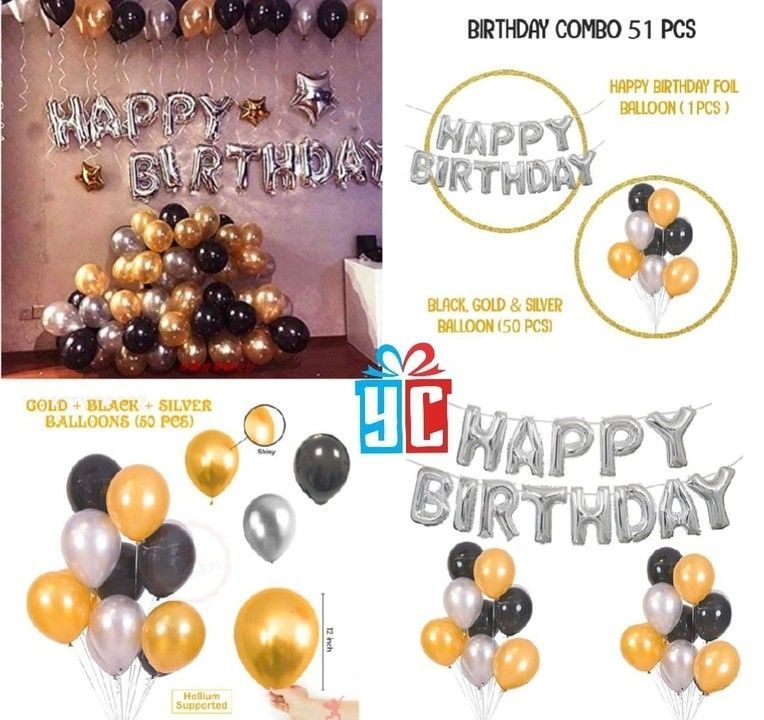 Ballons 51 Pcs gold Silver, Decoration Items , Helium Foil Letters , Metallic Ballons , Silver   uploaded by Angel Shopping Hub on 4/26/2021