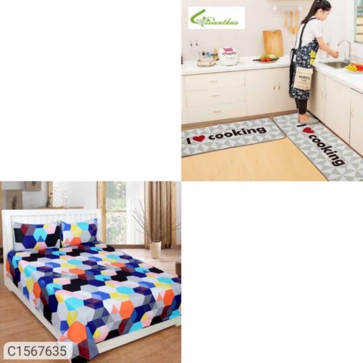 *Catalog Name:* Combo of Double Bedsheet with Kitchen Floor Mats Vol-3
⚡⚡ Quantity: Only 5 units ava uploaded by ALLIBABA MART on 4/26/2021
