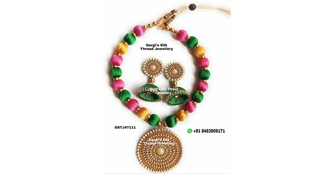Post image Latest new designs of silk thread jewelleries like Bangle's, Jhumkkas, Chandbali Earings &amp; Necklaces with attractive colours and finish.
We do take customized.