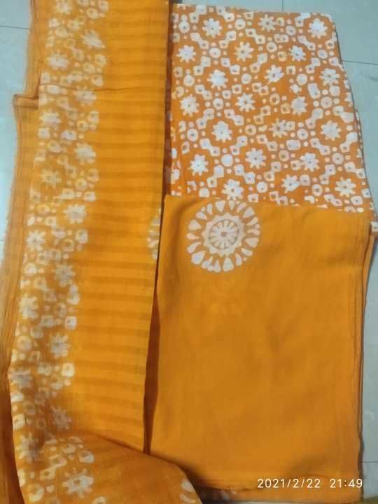 Batik print pure cotton dress materials with dupatta uploaded by business on 4/27/2021