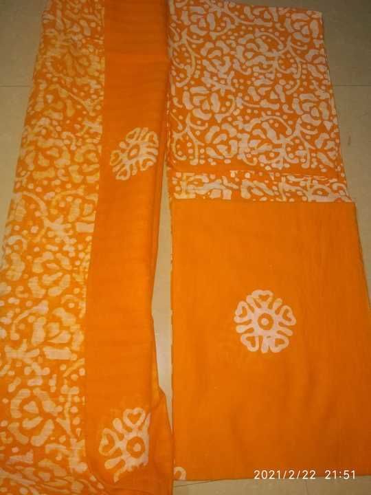 Batik print pure cotton dress materials with dupatta uploaded by Anudeep on 4/27/2021