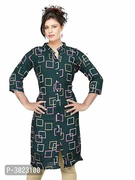 *Blue Printed Stitched Rayon Kurtas For Women's*
 uploaded by My Shop Prime on 7/29/2020
