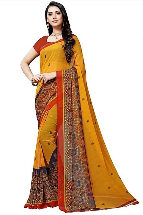 Paisley Daily Wear Georgette Saree(Yellow) uploaded by Hasib Dresses on 7/29/2020