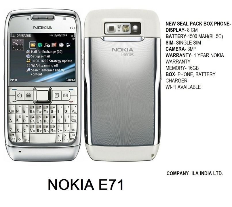 Post image 2799 rs only
Nokia E71
Shipping charges 51 rs only
Cash on delivery
6-7 days delivery time
New original product
Seal pack product