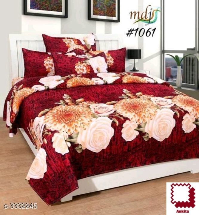 Post image New Stylish Printed Cotton Double Bedsheets Vol 3

Fabric: Bedsheet - Cotton, Pillow Cover - Cotton

Dimension: ( L X W ) - Bedsheet - 90 in X 90 in, Pillow Cover - 27 in X 17 in

Description: It Has 1 Piece Of Double  Bedsheet With 2 Pieces Of Pillow Covers

Work: Printed 

Thread Count : 160
Dispatch:1 Day