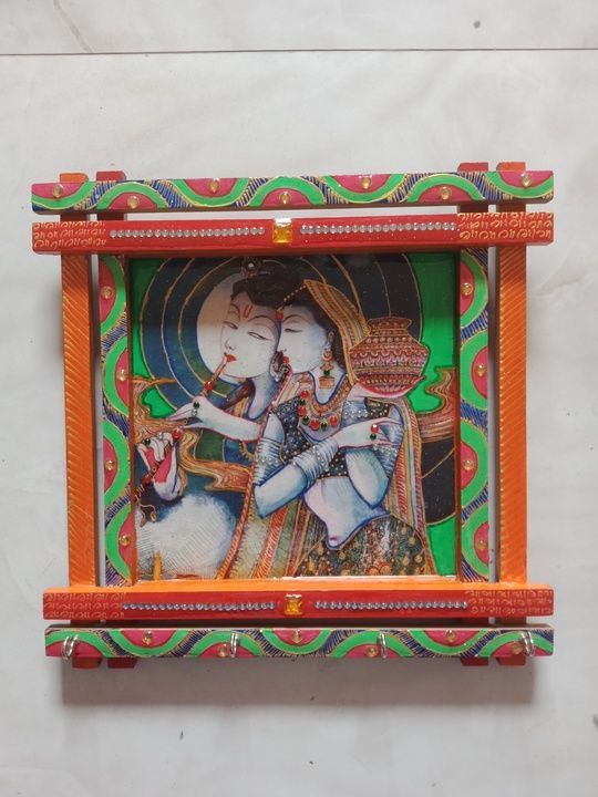 Wooden Radha Krishna wall hanging keyholder uploaded by Akusha Creations on 4/28/2021