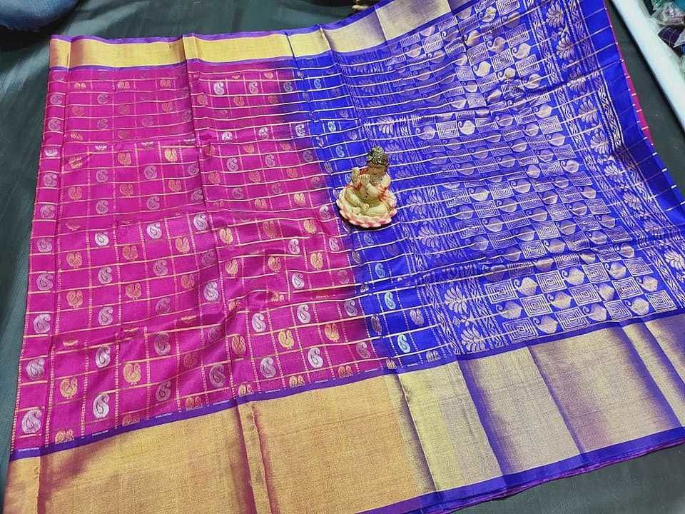 🌹Uppada pattu moti checks buta with rich pallu sarees🌹 uploaded by Vijaya Aparna Handlooms on 7/29/2020