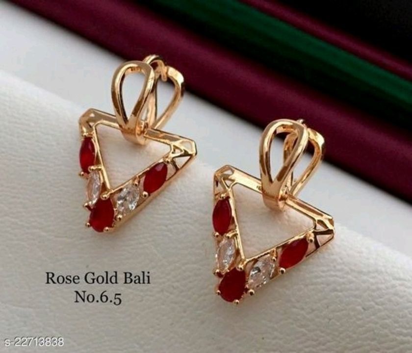 Post image Catalog Name:*Fancy Earrings &amp; Studs*
Base Metal: Brass &amp; Copper
Plating: Rose Gold Plated
Stone Type: Cubic Zirconia/American Diamond
Sizing: Adjustable
Dispatch: 2-3 Days
Easy Returns Available In Case Of Any Issue
*Proof of Safe Delivery! Click to know on Safety Standards of Delivery Partners- https://ltl.sh/y_nZrAV3